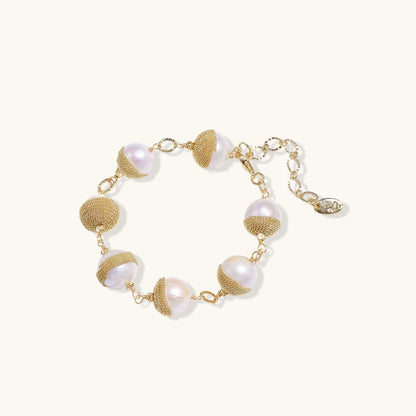 Golden Mesh Pearl Bracelet