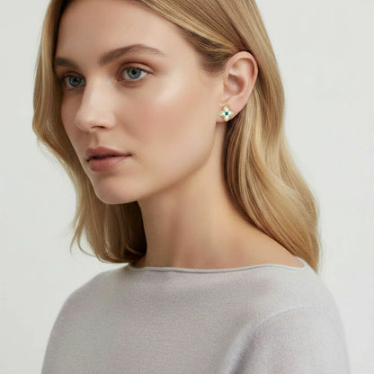 Lucky Clover Pearl Studs